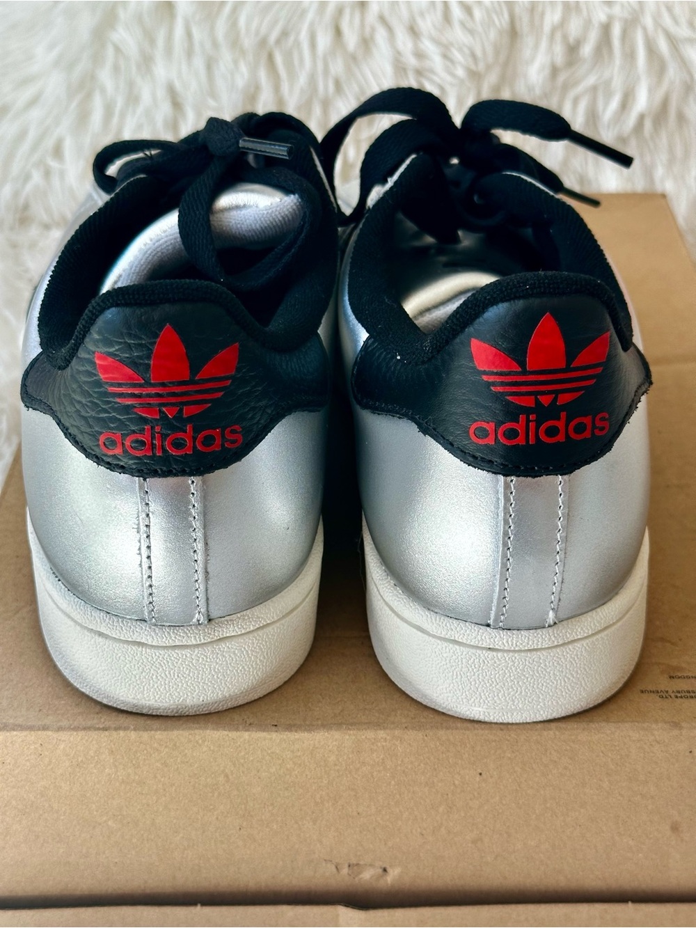 ADIDAS Superstar II Silver Metallic Black Shell Toe Leather Sneakers Men’s 8.5 - Picture 4 of 8